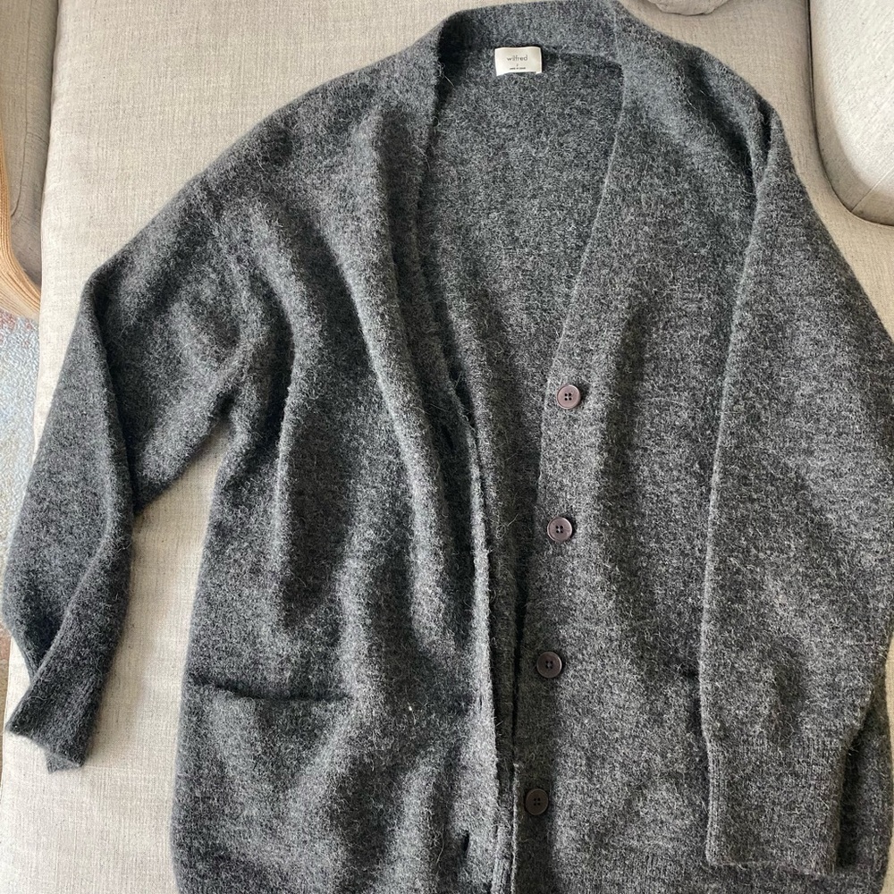 Aritzia Wilfred wool cardigan in charcoal